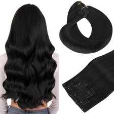 Clip in Hair Extensions, Quick Wear  Full Head 22" 1B