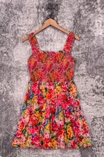New Alice + Olivia Dress 8 Womens Jocelyn Garden Floral Smocked Silk Blend Mini
