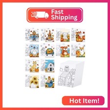 12 Packs Thanksgiving Pre Drawn Canvas to Paint, 5" X 7" Fall Pre Printed Canvas