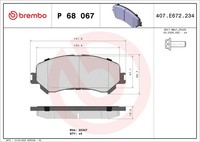 Vorderachse Brembo P 68 067X Bremsbelagsatz, Scheibenbremse FüR Renault