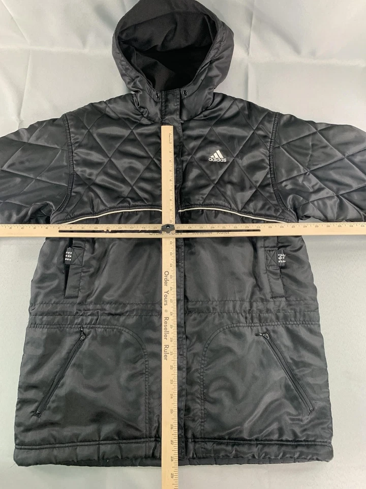 Chaqueta Adidas Para Hombre Grande Negra Acolchada con Capucha 3 Rayas Cremallera Completa Abrigo de Invierno Foto 3 de 4
