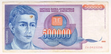 1993 Yugoslavia 500000 Dinara 0423296 Paper Money Banknotes Currency
