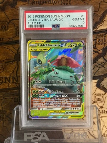 Celebi & Venusaur GX 1/181 Sm-Team Up Holo PSA 10
