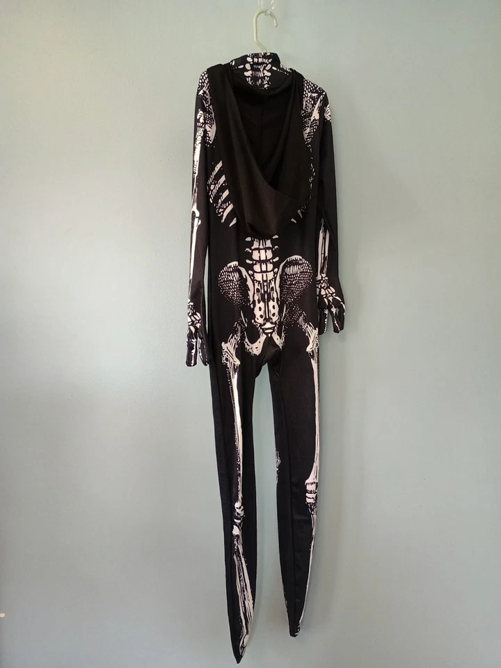 Mono con Capucha Esqueleto Cuerpo Completo Niños M Traje Halloween Disfraz Estampado Completo Foto 2 de 4