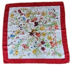Italy Multi-Color Floral Silk Square Scarf 34" 34"