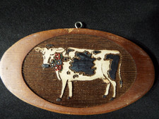 Vintage  Wooden Cow Ornament  Hand Crafted  Rustic