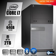 DELL Desktop Computer PC i7, up to 32GB RAM, 2TB SSD, Windows 11/10, i7/i5, WiFi