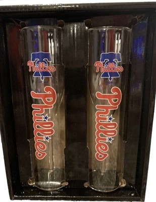 Philadelphia Phillies DOUBLE WALL CHAMPAGNE FLUTE Set of 2 4Oz Glasses NEW NIB