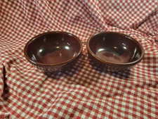 Marcrest Daisy Dot Cereal/Dessert/Soup Bowl x 2 Solid Brown Stoneware