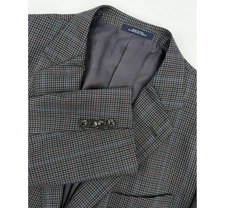 Joseph Abboud Sport Coat Mens 44L Blue Gray Check Wool Blazer Jacket Made USA
