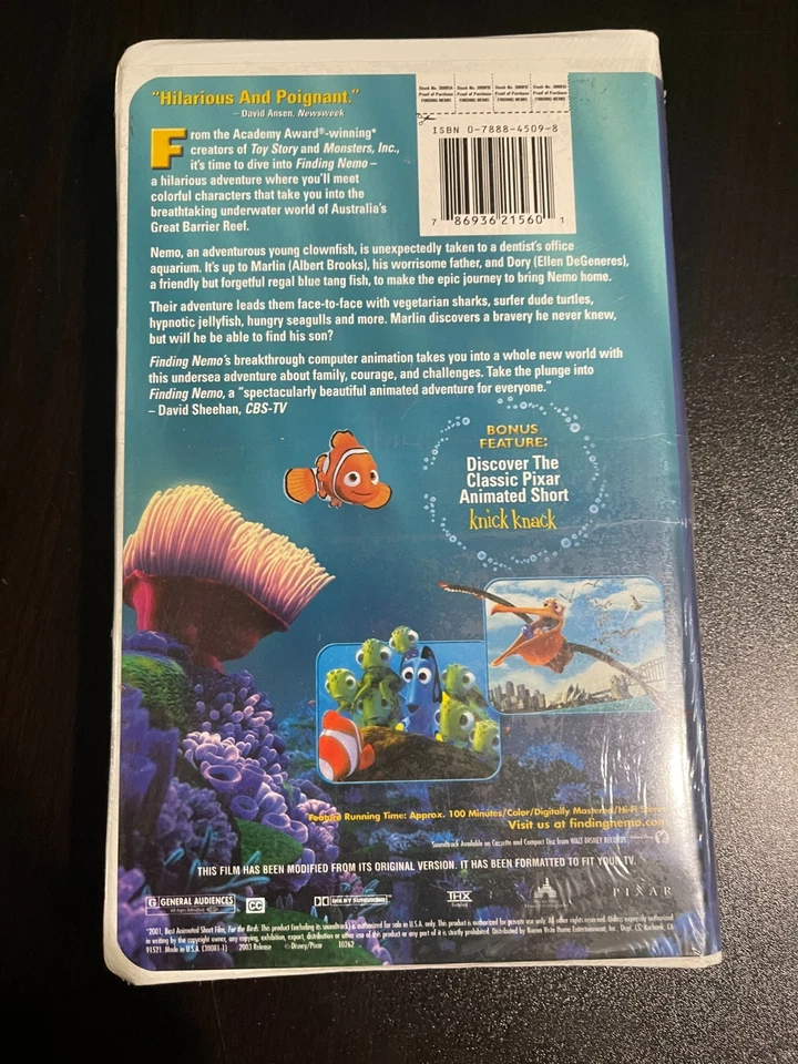 Finding Nemo (VHS, 2003) Clamshell Case New Sealed - Image 2 of 2