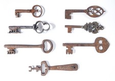 ⚜️ LOTTO 7 CHIAVE EPOCA XVIII-XIX SEC. FERRO FORGIATO FORZIERE BAULE CASSAFORTE