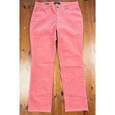 Talbots Womens Corduroy Pants Coral Pink Straight Leg Petite Size 8P