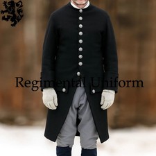 18th Century Regency Frock Coat for Men Authentic Black Wool Civilian War Jacket