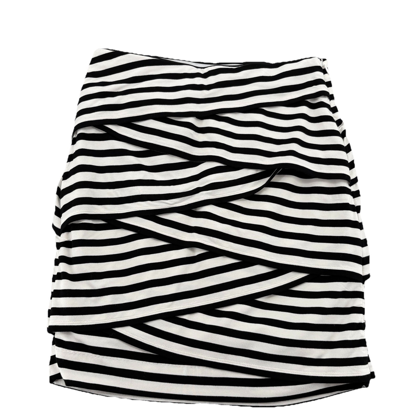 White House Black Market Skirt 6 Black and White Tiered Pencil Above the Knee