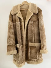 Genuine Vintage Shearling Coat Unisex Mid Length