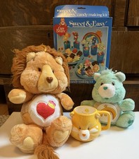 Vintage 1980s Care Bears Lot Wish Bear Bank Brave Heart Lion Candy Kit Mug