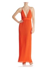 FAME AND PARTNERS Womens Sleeveless V Neck Full-Length Evening Sheath Dress