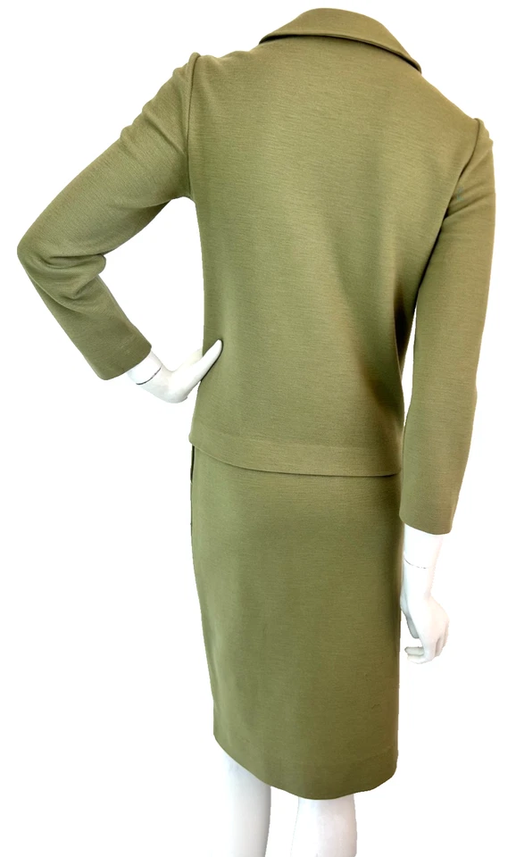 60s 70s Banff Wool Skirt Suit Green Size X-Small Double Breasted Jacket 2-Piece - Image 3 of 4