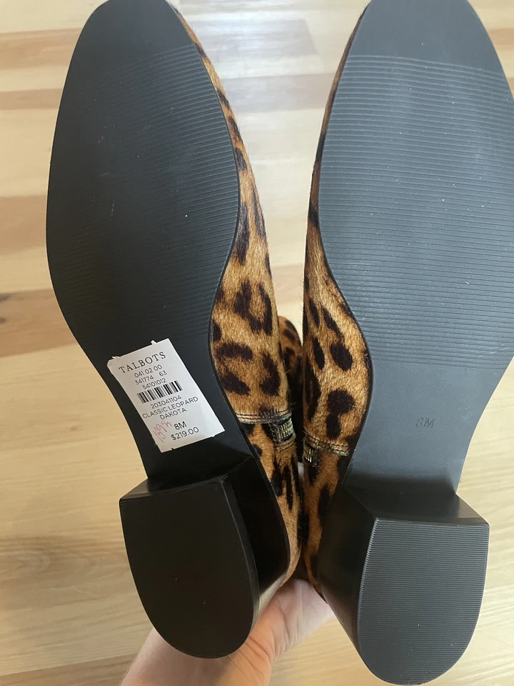 Nuevas botas para mujer Talbot pelo de becerro estampado de leopardo talla 8M tacón bloque sin caja Foto 2 de 4