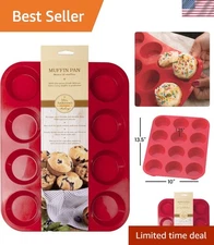 Mrs. Anderson's 12-Cup Silicone Muffin Pan - BPA Free, Non-Stick Bakeware