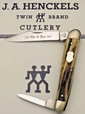 Vintage JA HENCKELS Solingen #1780 "Half Whittler" Knife Stag Handles 1731-1975
