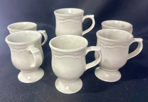 Pfaltzgraff Tea Rose Footed Mugs (Lot Set of 5) Heavy Cups Set of 5 No Decal