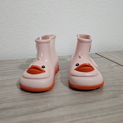 Mini Melissa Sugar Rain II Slip On Boot Pink Orange Duck Face Toddler USA 8