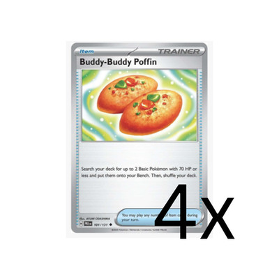 4x Buddy-Buddy Poffin x4 - Pokemon TCG Playset - Excellent