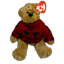 Vintage Ty Attic Treasures Bearkhardt Jointed Brown Bear Holiday Plush 1993 Tags