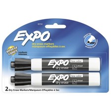 EXPO Low Odor Dry Erase Markers, Chisel Tip, 2 Count Pack of 1 , Black