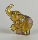 Fenton Iridescent Elephant Figurine Autumn Gold Signed Shelley Fenton