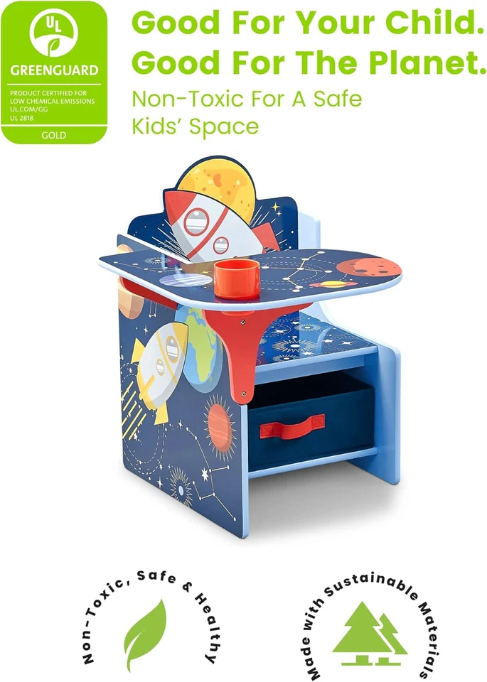 Silla Escritorio Space Adventures con Cubo de Almacenamiento - Ideal para Artes y Manualidades, Snack Ti Foto 3 de 4