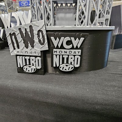 WWE Mattel WCW/NWO Monday Nitro  Announce Table With Changeable Logos Accessory