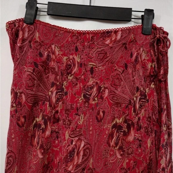 Falda envolvente floral Angie para mujer L roja artística boho retro festival playa vacaciones Foto 2 de 4