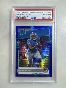 2020 Panini Donruss Optic D'Andre Swift  #159 Blue Hyper PSA 10 Rookie Card RC