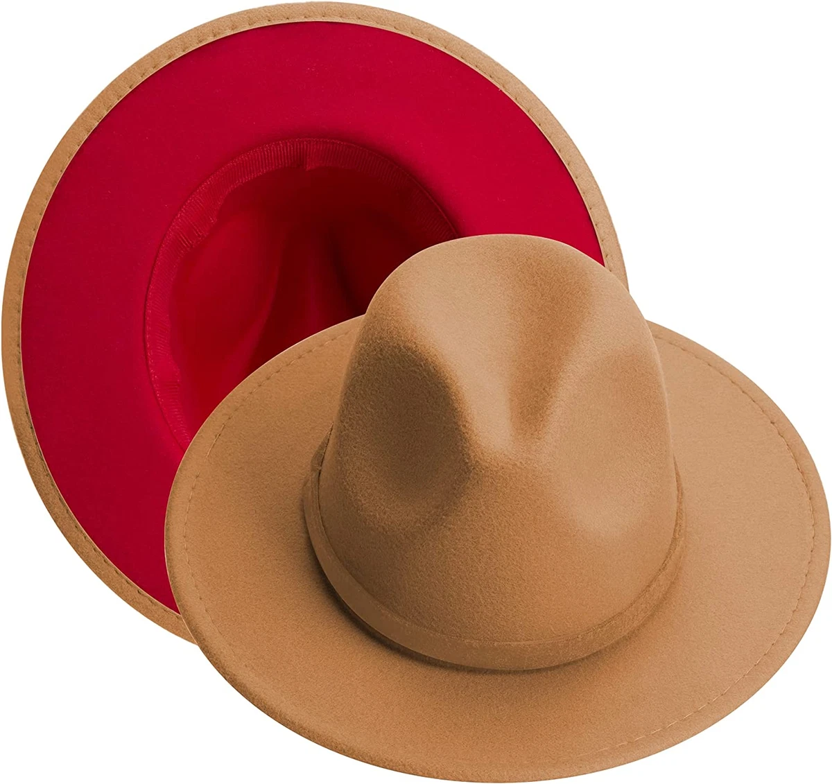 Red wide cheap brim fedora hat