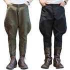 Men Tapered Pants Horse Riding Jumping Breeches Trousers Lace Up Bottom Pocket
