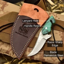 Stainless Damascus-Style Neck Knife – EDC Pendant Blade, Personalized Groomsmen 