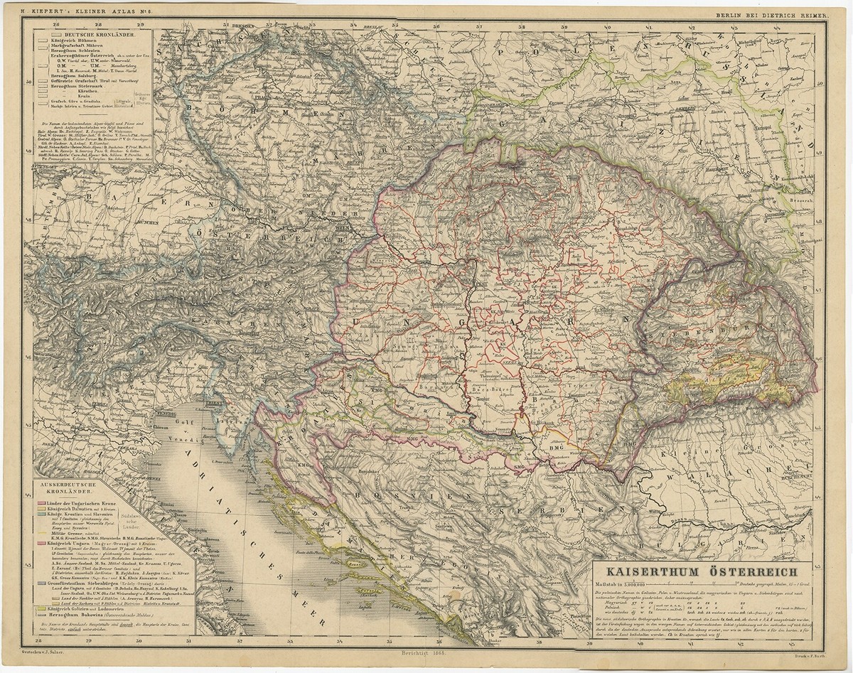 Antique Map of the Austrian Empire by Kiepert (c.1870) | eBay