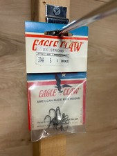 Vintage Eagle Claw 5-Pack 2X Strong Fish Hook...