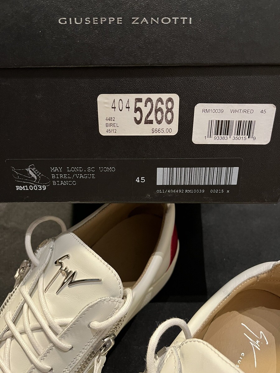 GIUSEPPE ZANOTTI MAY LONDON BIREL WHITE RED SNEAKERS 45 12 GIUSEPPE ZANOTTI MAY LONDON BIREL WHITE RED SNEAKERS 45 12
