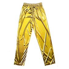Vintage Gold Lam  Pants Metallic Straignt Leg Pull-On High-Waisted JOANNA Size M