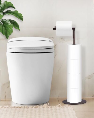 Toilet Paper Holder Stand, Free Standing Toilet Paper Roll Holder for 4 Spare Ro - Picture 3 of 9