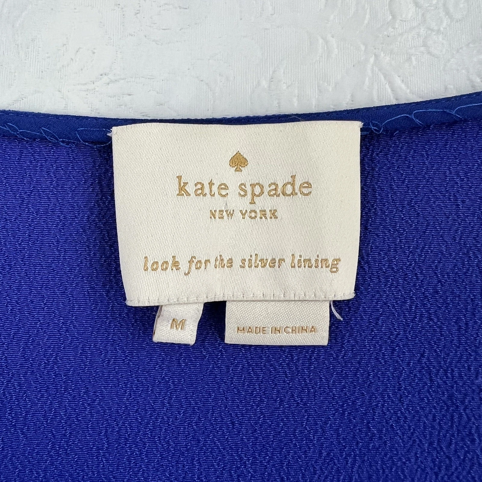 Abito donna Kate Spade New York A Line blu medio senza maniche cravatta in vita