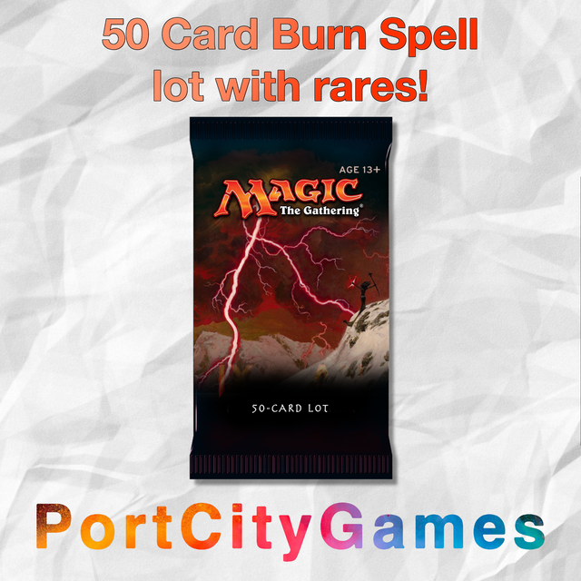 50 Card Burn Damage Spell Collection Magic MTG + bonus Rares & Booster