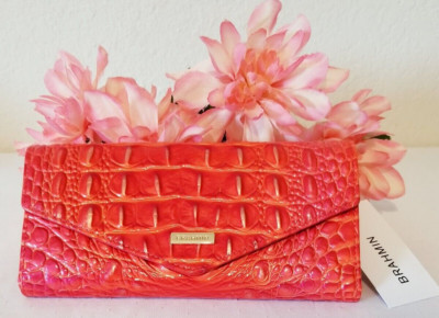 NWT BRAHMIN VERONICA FLAME MELBOURNE Genuine LEATHER TRIFOLD WALLET NWT