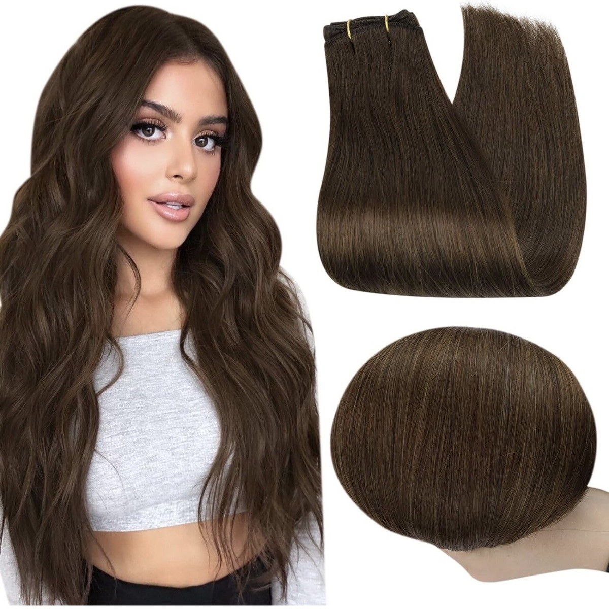 Full Shine Sew in Hair Extensions Real Human Hair 20 in #4  display picture 2