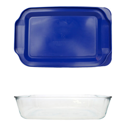 Pyrex 233-D 5Qt Glass Baking Dish and 233-PC 3qt Lagoon Blue Lid - Picture 2 of 3