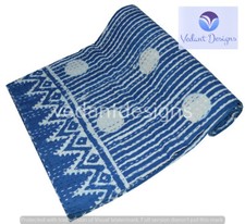 Vintage Block Print Kantha Quilt Blanket Indian Bedspread Coverlet Throw Art